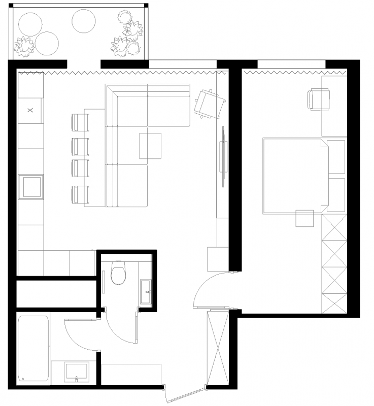 Яркий элегантный интерьер небольшой квартиры