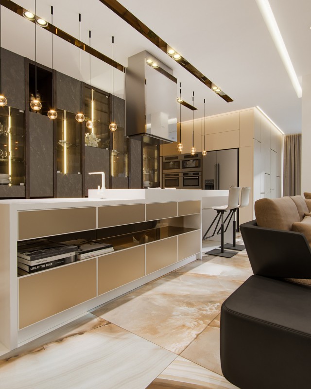 Проект двухуровневых апартаментов в коричневых тонах Проект двухуровневых апартаментов в коричневых тонах