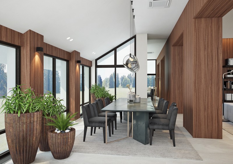 Акцентные стены в интерьере особняка