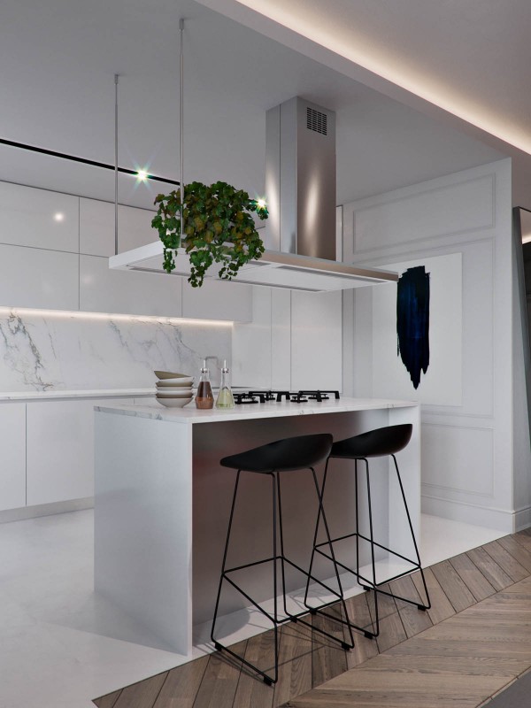 Контрастный интерьер просторных апартаментов Контрастный интерьер просторных апартаментов