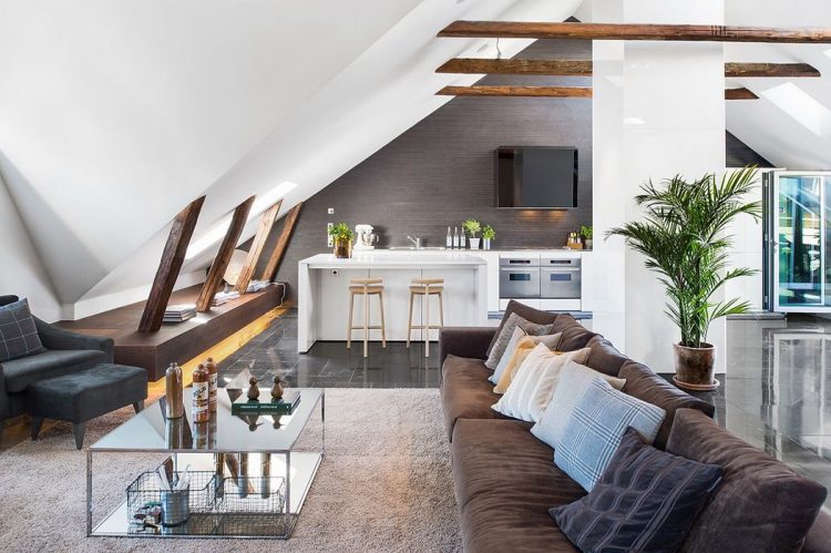 Просторная квартира-лофт в Стокгольме