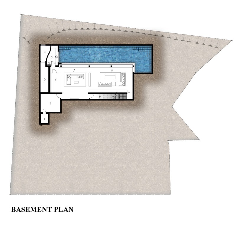 Экстерьер дома в Сингапуре с садом на крыше и прудом
