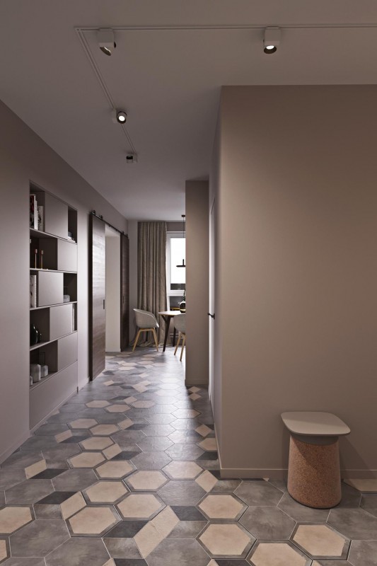 Глубокие гармоничные цвета чирок и терракотовый в интерьере небольшой квартиры