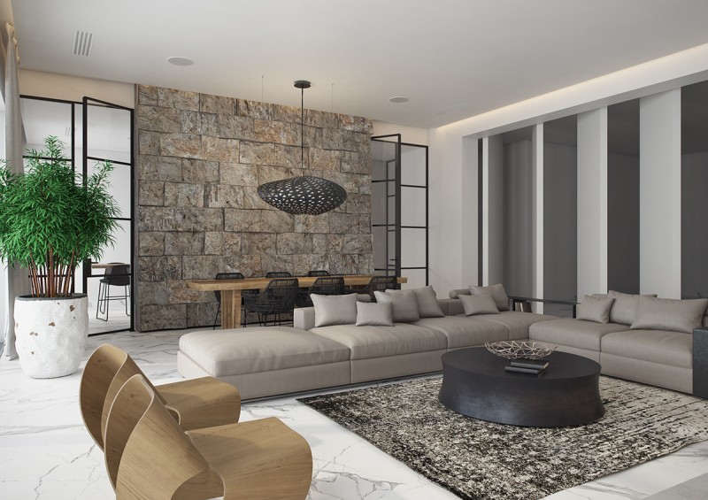 Панорамные окна в доме у моря