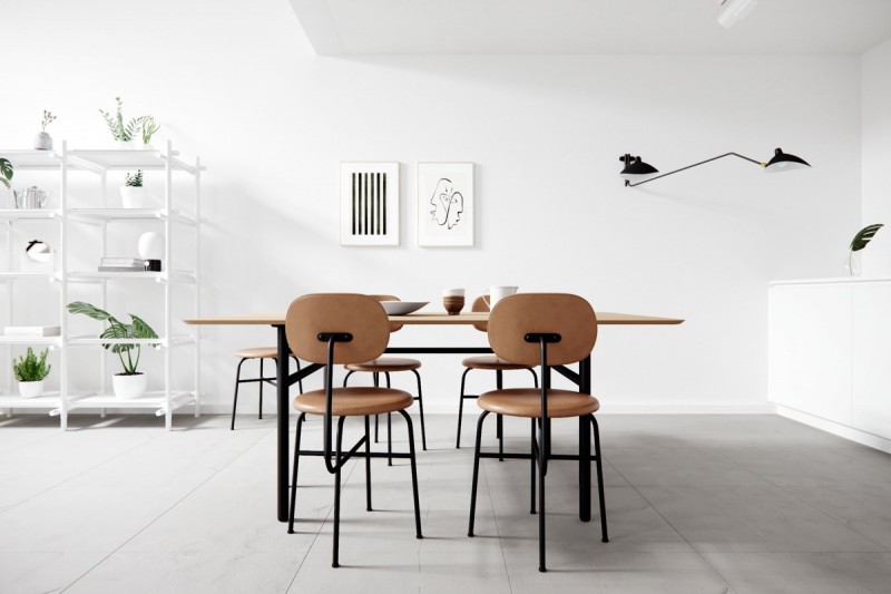 Ледяной белый фон и яркая зелень в интерьере двухуровневой квартиры