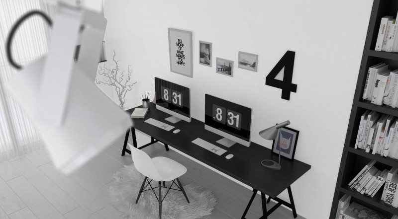 Черно-белое оформление виллы в Дубае