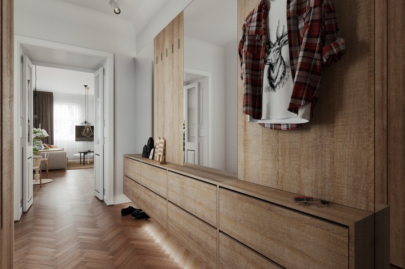 Деревянные акценты в интерьере эклектичных апартаментов Деревянные акценты в интерьере эклектичных апартаментов