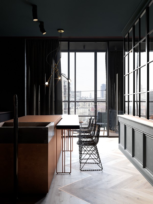 Гостиная в чёрном цвете Гостиная в чёрном цвете