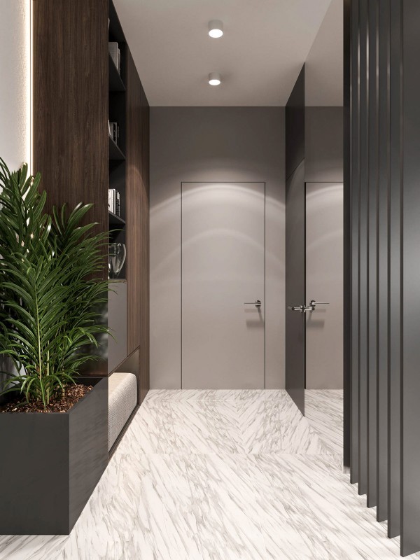 Монохромный интерьер квартиры в Кракове