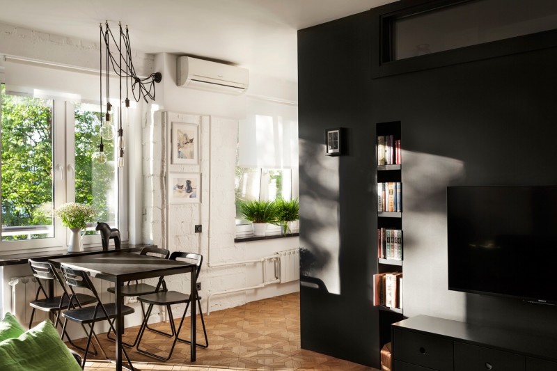 Эклектичный декор интерьера небольшой студии