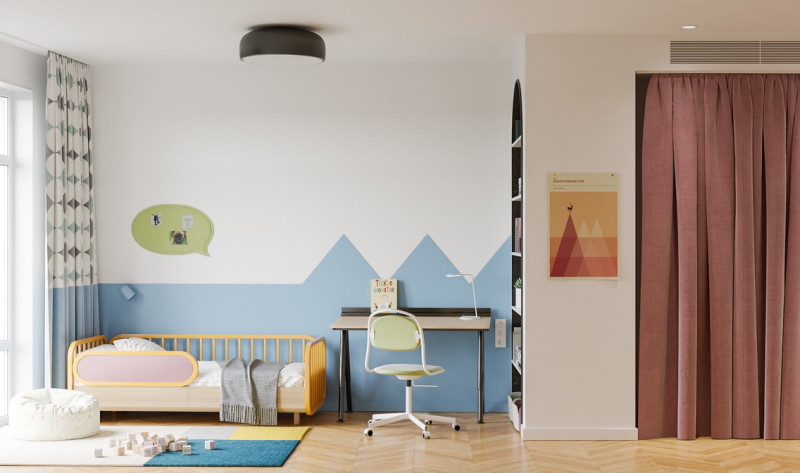 Яркая красочная квартира для пары с детьми