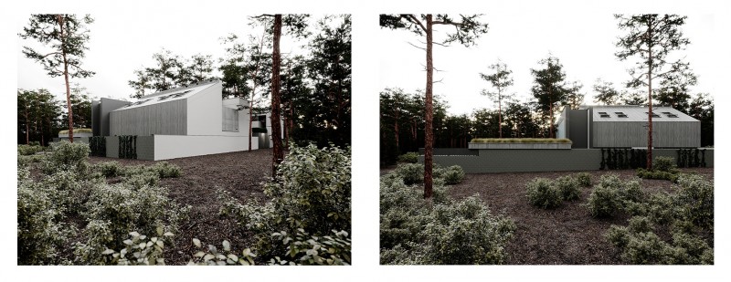 Строгий дизайн дома, расположенного на земле со сложным рельефом