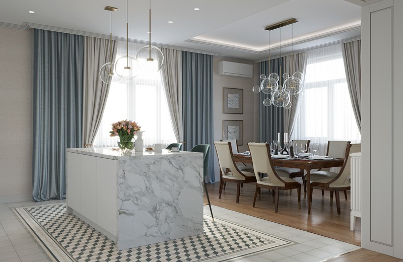 Интерьер загородного дома в пастельных тонах