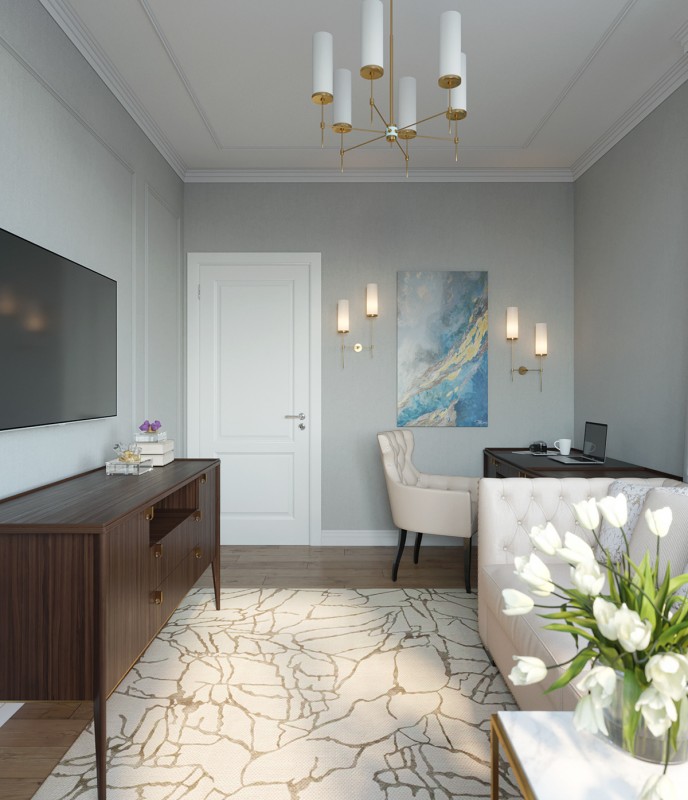 Интерьер загородного дома в пастельных тонах