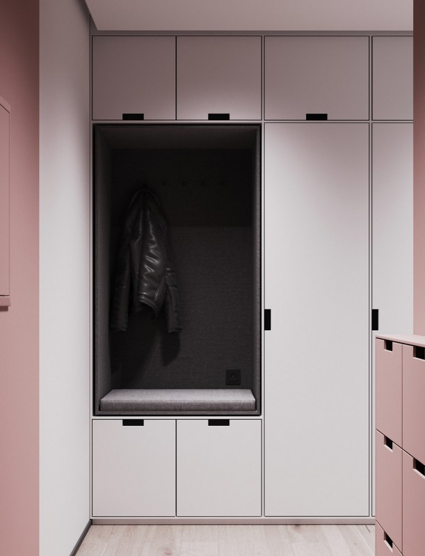 Квартира в серо-розовых тонах