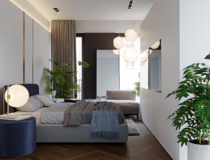 Шикарные монохромные апартаменты с яркими акцентами Шикарные монохромные апартаменты с яркими акцентами