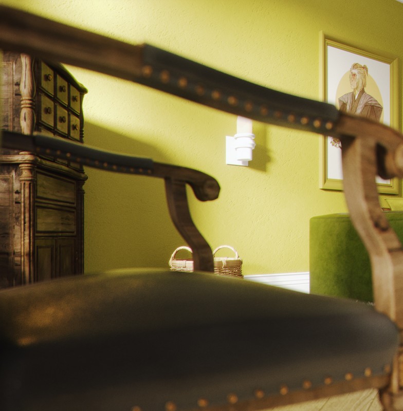 Интерьер гостиной с яркими акцентами