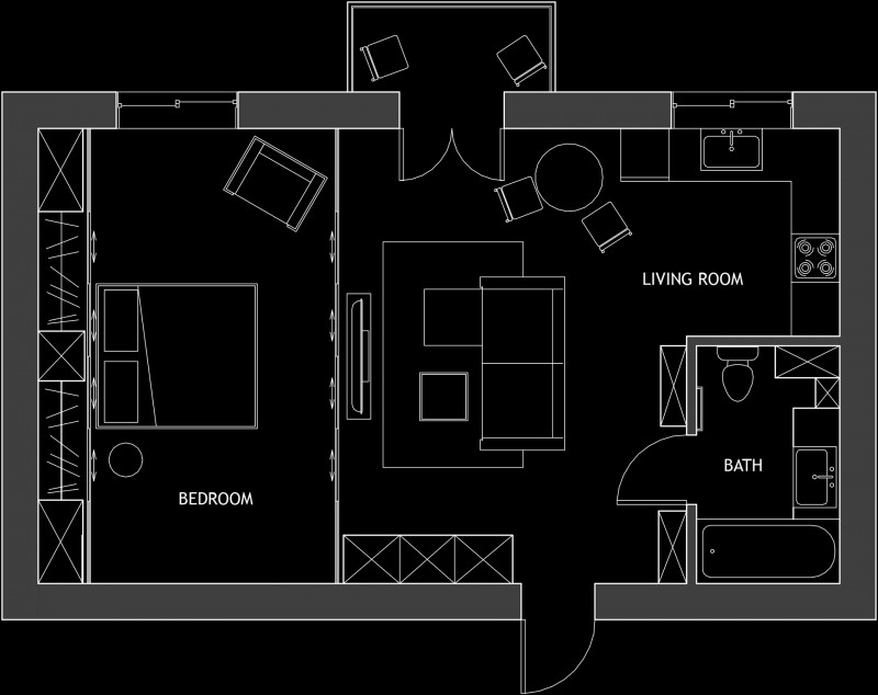 Лофт площадью 45 кв.м.