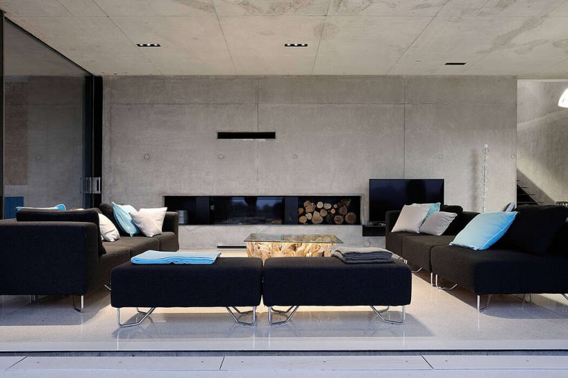 Бетон в интерьере современного дома на юге Франции