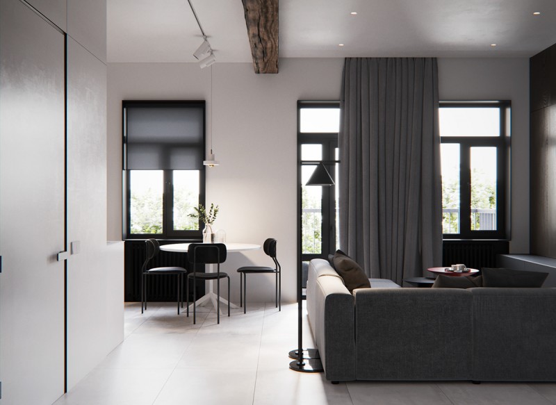 Контрастный интерьер небольшой квартиры