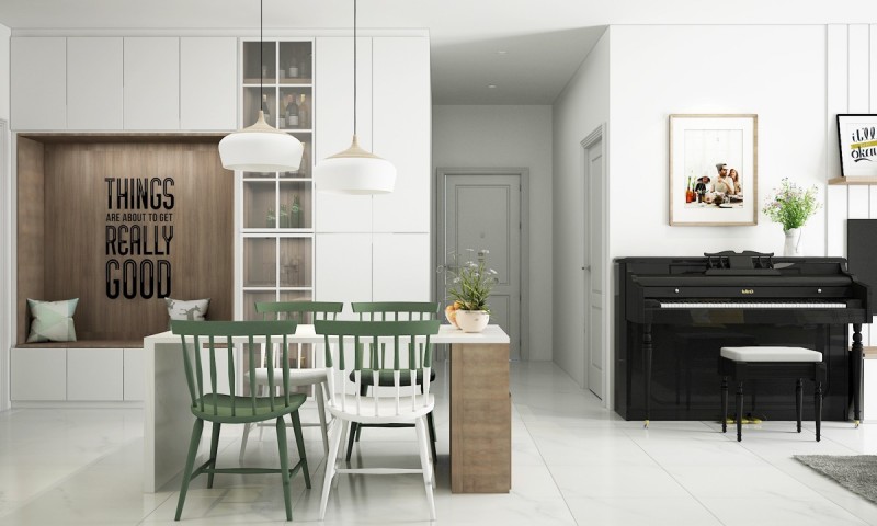 Оформление квартиры в приглушенных зеленых тонах