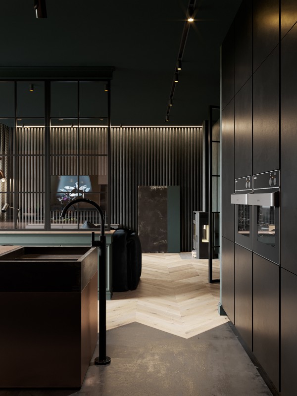 Гостиная в чёрном цвете Гостиная в чёрном цвете