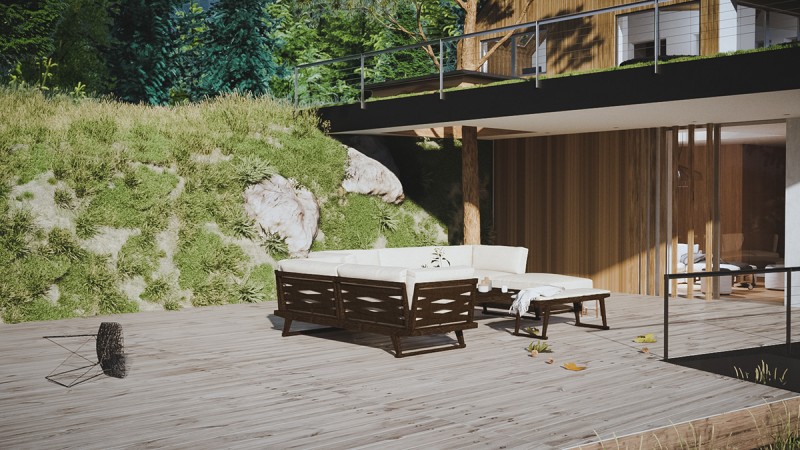 Проект полуутопленного в склоне холма дома