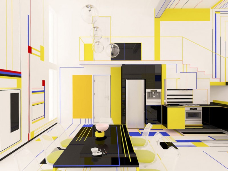 Дизайн интерьера, вдохновленнный творчеством голландского художника Пита Мондриана