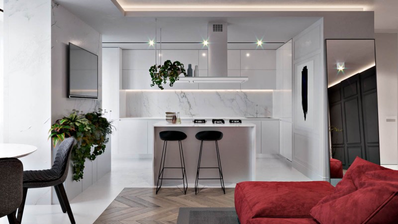 Контрастный интерьер просторных апартаментов Контрастный интерьер просторных апартаментов