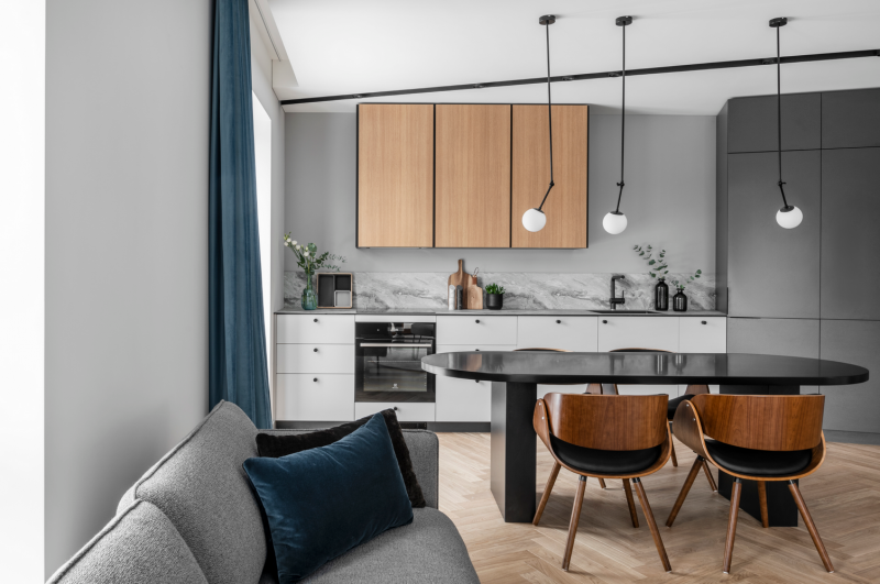 Преобладающие серые оттенки в интерьере квартиры в Вильнюсе Преобладающие серые оттенки в интерьере квартиры в Вильнюсе