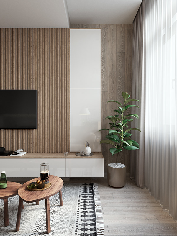 Современный интерьер – квартира в теплых тонах