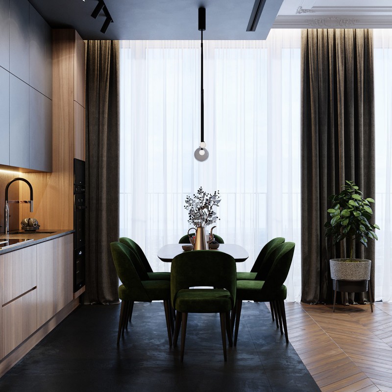 Неоклассический интерьер с акцентами кобальтового и изумрудного цветов