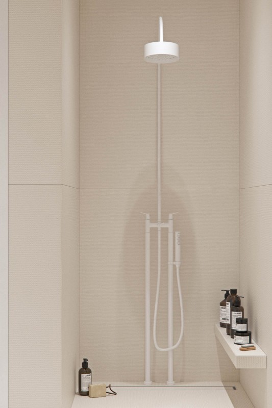 Сочетание белого, серого и кремово-бежевого цветов в интерьере двухуровневой квартиры Сочетание белого, серого и кремово-бежевого цветов в интерьере двухуровневой квартиры