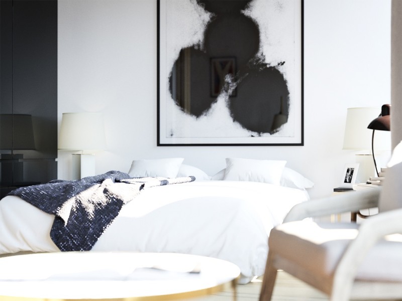 Акцент на черный в нейтральном интерьере