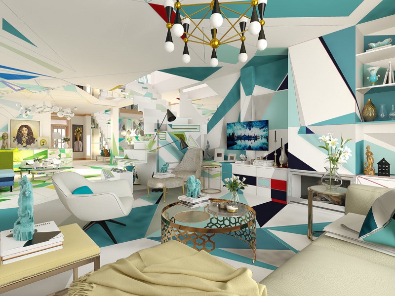 Интерьер дома в Софии, Болгария, вдохновленный работами импрессионистов XIX века Интерьер дома в Софии, Болгария, вдохновленный работами импрессионистов XIX века