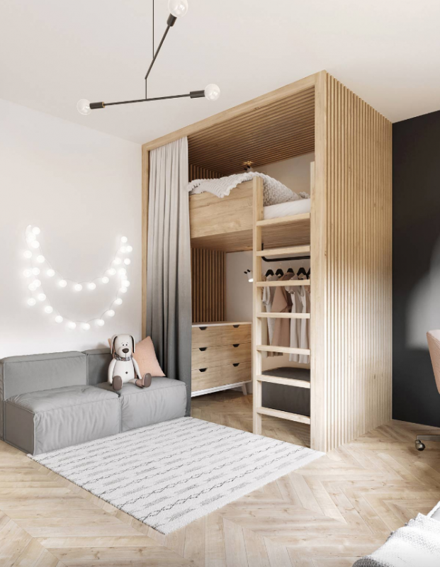 Умеренно аскетичное пространство для молодой семьи с двумя детьми Умеренно аскетичное пространство для молодой семьи с двумя детьми