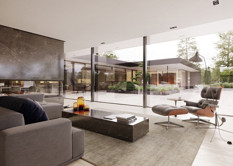 Финская вилла со стеклянными стенами и собственным пирсом