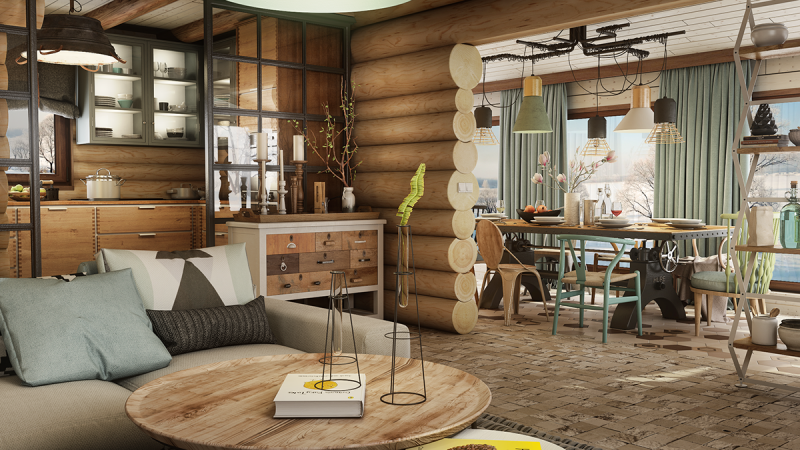 Проект деревянного дома в индустриальном стиле