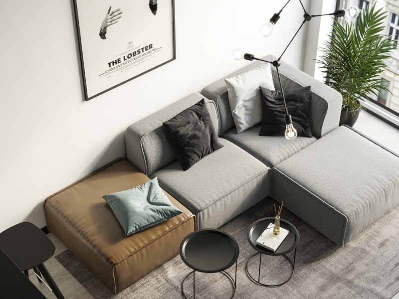 Нейтральная палитра в оформлении компактной квартиры с панорамными окнами