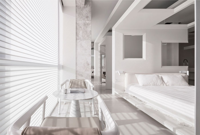 Белоснежный интерьер просторной студии