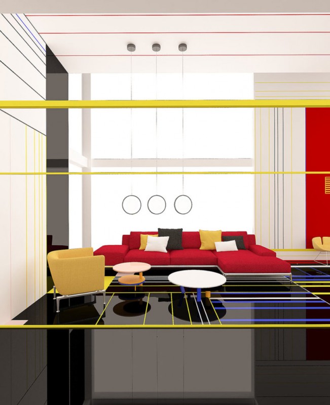 Дизайн интерьера, вдохновленнный творчеством голландского художника Пита Мондриана