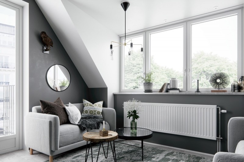 Интерьер мансарды в серых тонах Интерьер мансарды в серых тонах