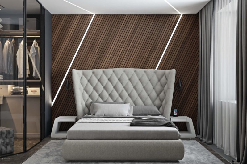 Использование черного, белого и цвета дерева в интерьере просторных минималистских апартаментов