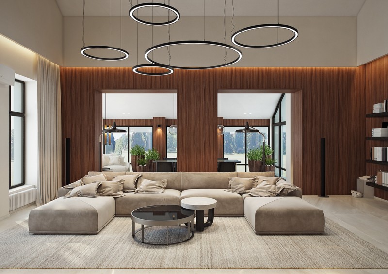 Акцентные стены в интерьере особняка