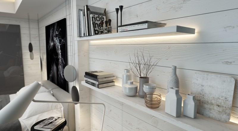 Монохромный интерьер стильной спальни