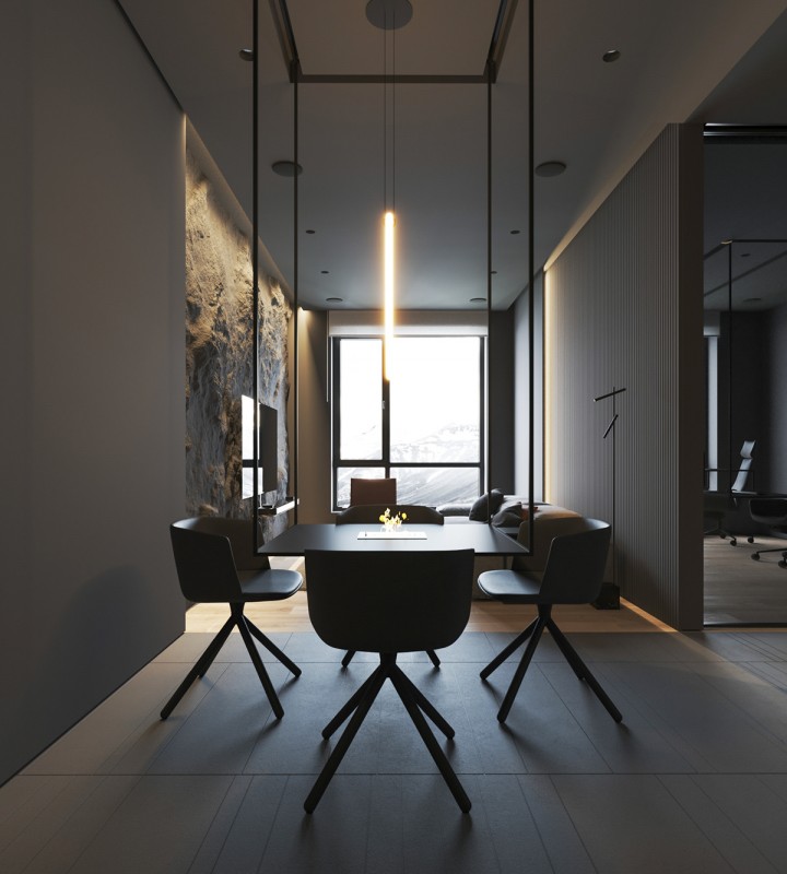 Имитация скалы в интерьере дома в Исландии