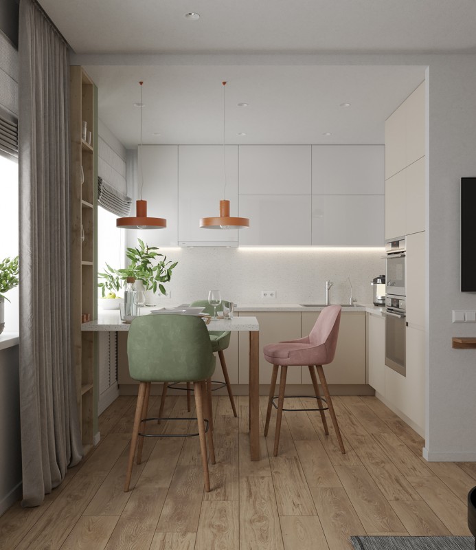 Небольшая квартира, оформленная в теплых тонах