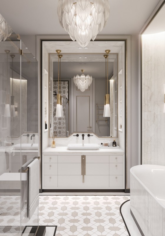 Интерьер в спокойнх тонах с яркими акцентами