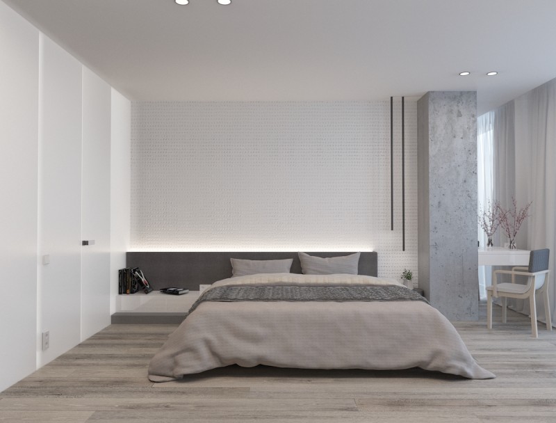 Минималистичный однотонный дизайн интерьера Минималистичный однотонный дизайн интерьера