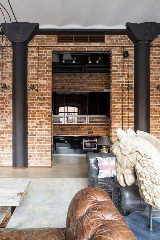 Современные, классические и индустриальные элементы в эффектном лофте